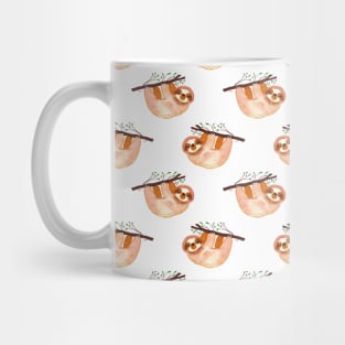 Tree Branch Sloth Watercolor Pattern Mug